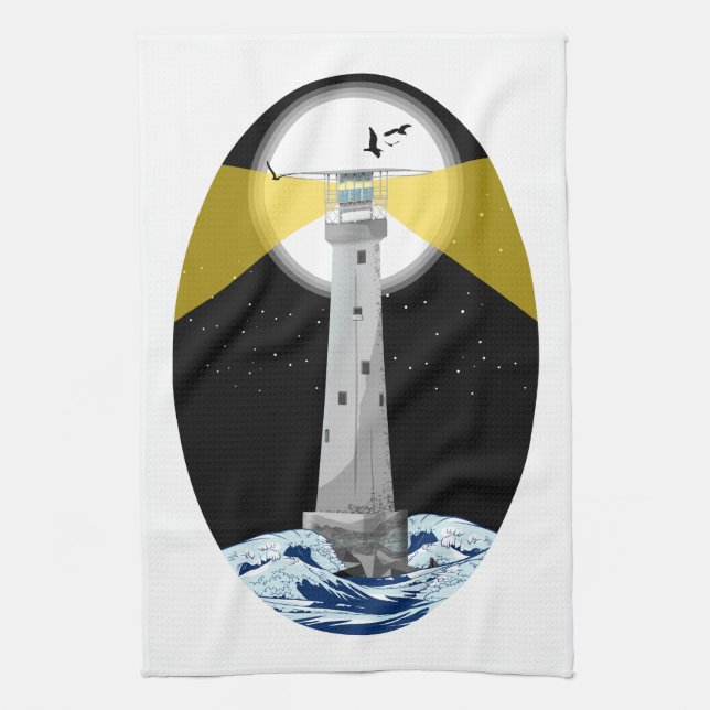 Bishop Rock Lighthouse Tea Towel (Vertical)