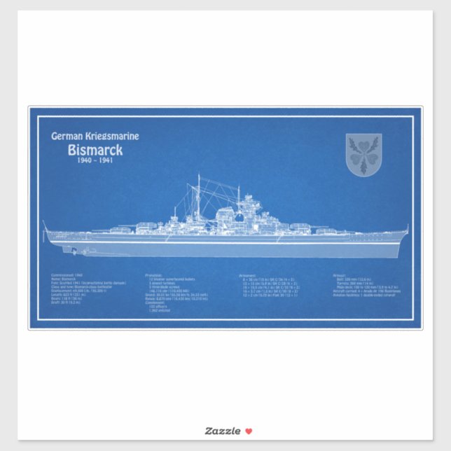 Bismarck - Battleship Blueprint Plans ABD (Sheet)
