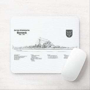 Bismarck - Battleship Blueprint Plans BD Mouse Mat