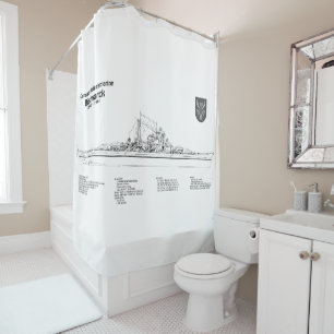 Bismarck - Battleship Blueprint Plans BD Shower Curtain