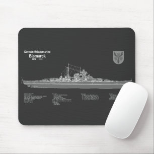 Bismarck - Battleship Blueprint Plans PD Mouse Mat