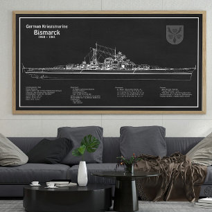 Bismarck - Battleship Blueprint Plans PD Photo Print