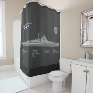 Bismarck - Battleship Blueprint Plans PD Shower Curtain