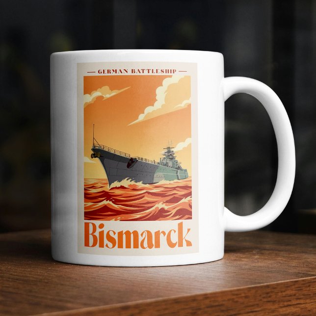 Bismarck German Battleship - Vintage Naval Poster Coffee Mug (Bismarck German Battleship - Vintage Naval Poster. Coffee Mug)