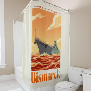 Bismarck German Battleship - Vintage Naval Poster Shower Curtain