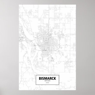 Bismarck, North Dakota (black on white) Poster