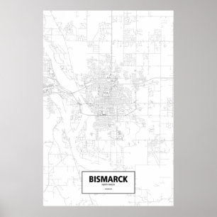 Bismarck, North Dakota (black on white) Poster