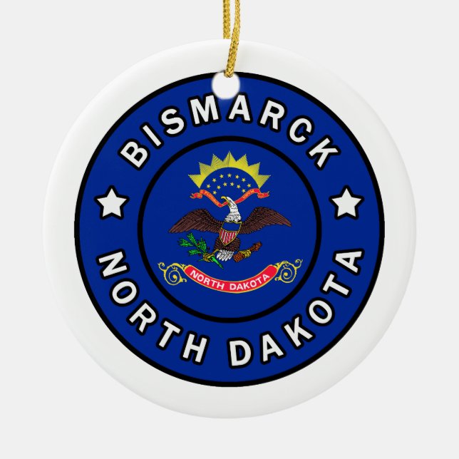 Bismarck North Dakota Ceramic Tree Decoration (Front)