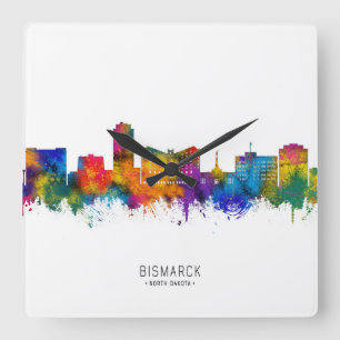 Bismarck North Dakota Skyline Square Wall Clock