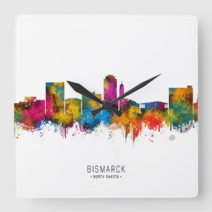 Bismarck North Dakota Skyline Square Wall Clock