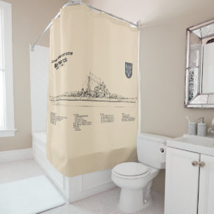 Bismarck - Ship Blueprint Plans SD Shower Curtain