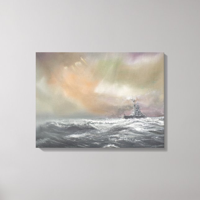 Bismarck signals Prinz Eugen 0959hrs 24th May Canvas Print (Front)