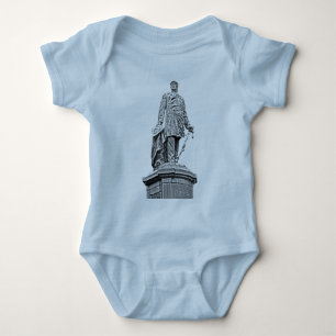 Bismarck Statue, Berlin,Full White Back, B & W (1) Baby Bodysuit