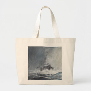 Bismarck through curtains of rain sleet large tote bag