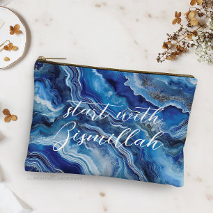 Bismillah Alhamdullilah Blue Agate Accessory Pouch