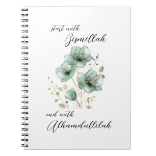 Bismillah Alhamdullilah Green Floral Notebook