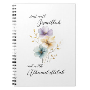 Bismillah Alhamdullilah Pastel Colour Floral Notebook