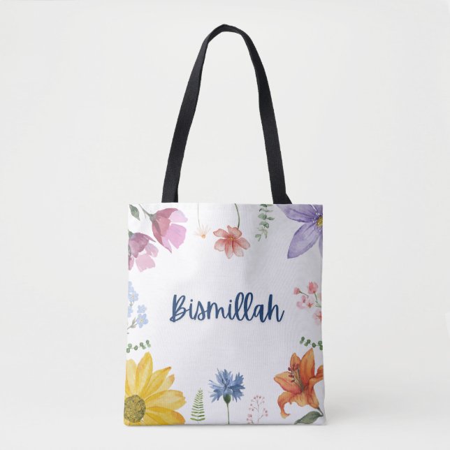 Bismillah Flower tote bag (Front)