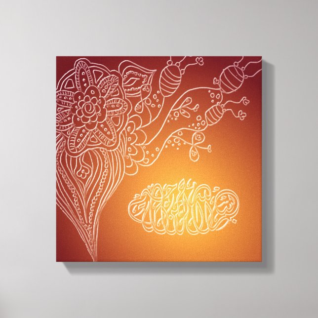 Bismillah - Islamic flower arabic calligraphy henn Canvas Print (Front)