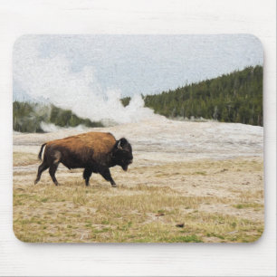Bison and Old Faithful Mouse Mat