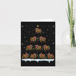 Bison Animal Santa Hat Ugly Christmas Tree Lights Card