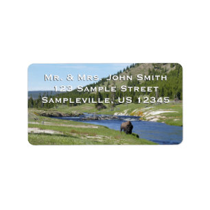 Bison at Yellowstone National Park Label