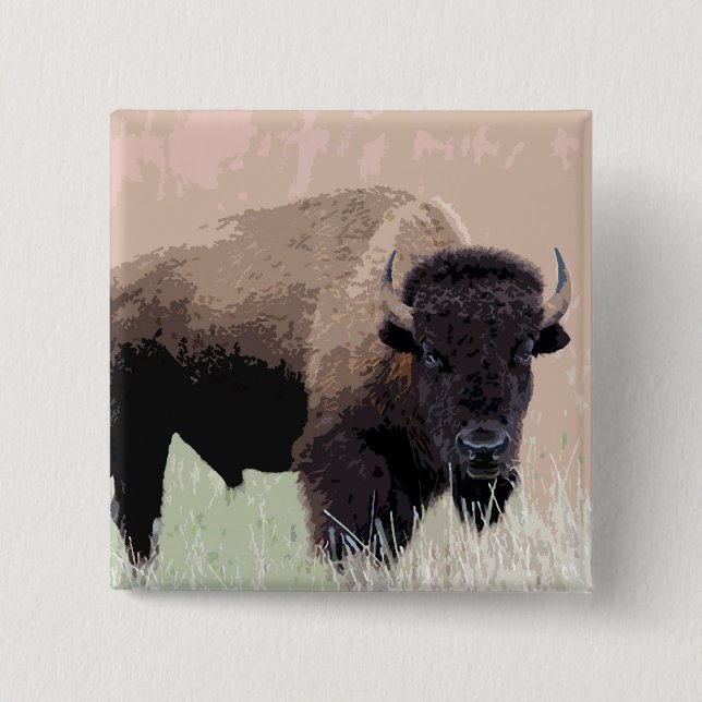 Bison / Buffalo 15 Cm Square Badge (Front)