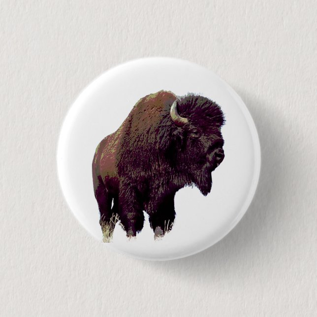 Bison Buffalo  3 Cm Round Badge (Front)