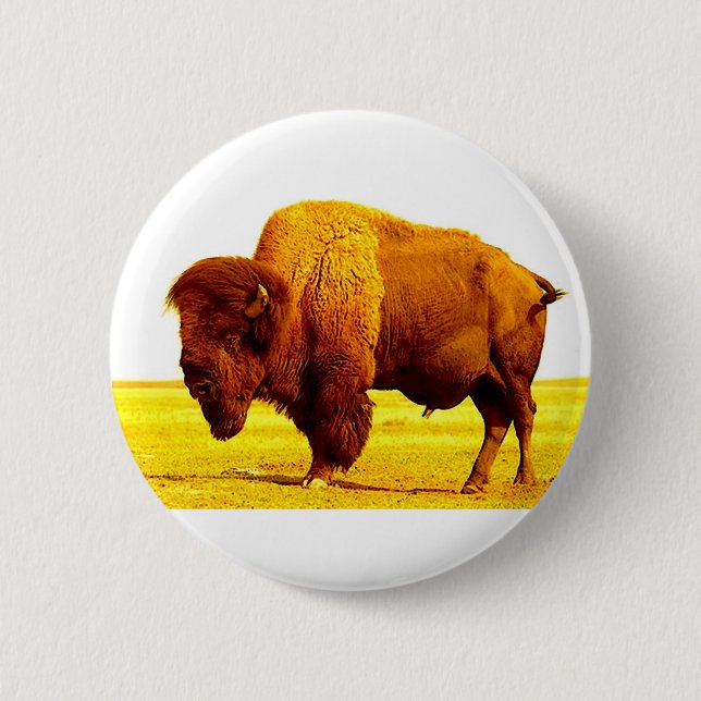 Bison / Buffalo 6 Cm Round Badge (Front)