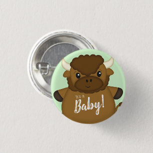 Bison Buffalo Baby Shower 3 Cm Round Badge