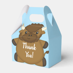 Bison Buffalo Baby Shower Blue Favour Box