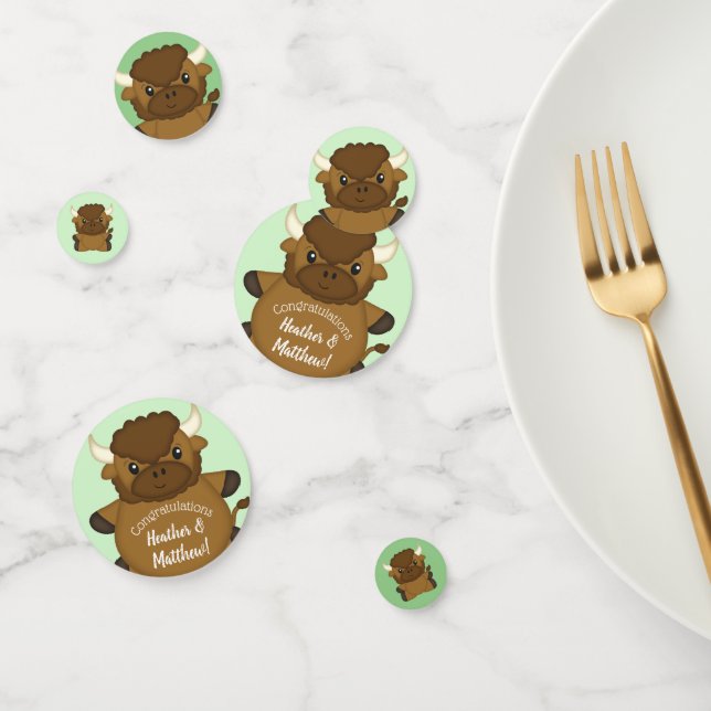Bison Buffalo Baby Shower Green Confetti (Group)