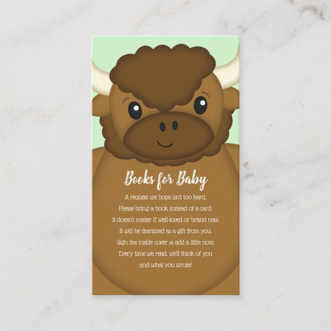 Bison Buffalo Baby Shower Green Enclosure Card (Front)