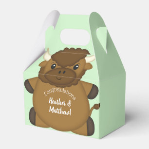 Bison Buffalo Baby Shower Green Favour Box