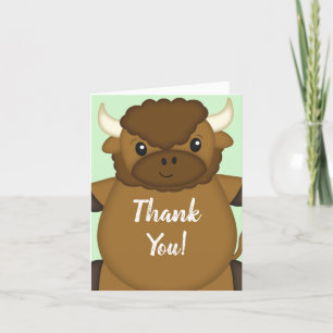 Bison Buffalo Baby Shower Green Thank You Card
