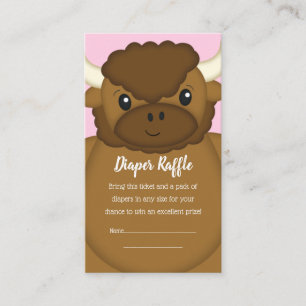 Bison Buffalo Baby Shower Pink Enclosure Card