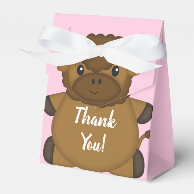 Bison Buffalo Baby Shower Pink Favour Box (Front Side)