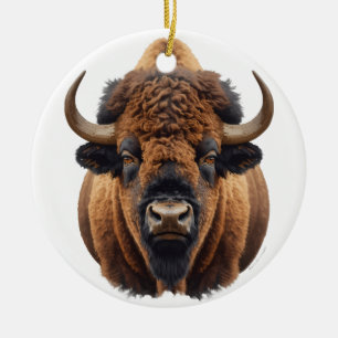 Bison / Buffalo Ceramic Tree Decoration