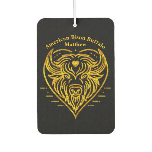 Bison Buffalo Illustration in Heart Shape Design Car Air Freshener
