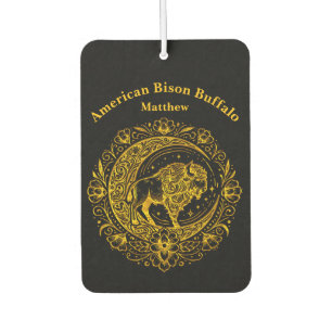 Bison Buffalo in Intricate Floral Design Pattern Car Air Freshener