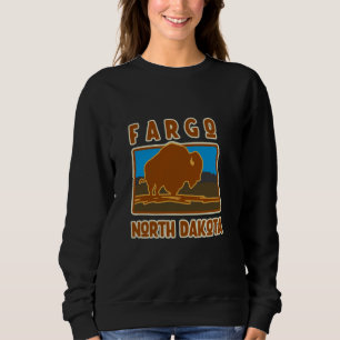 Bison Buffalo Inside North Dakota State Map Fargo Sweatshirt