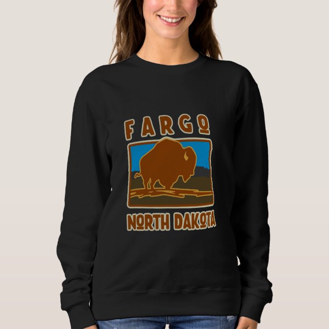 Bison Buffalo Inside North Dakota State Map Fargo  Sweatshirt (Front)