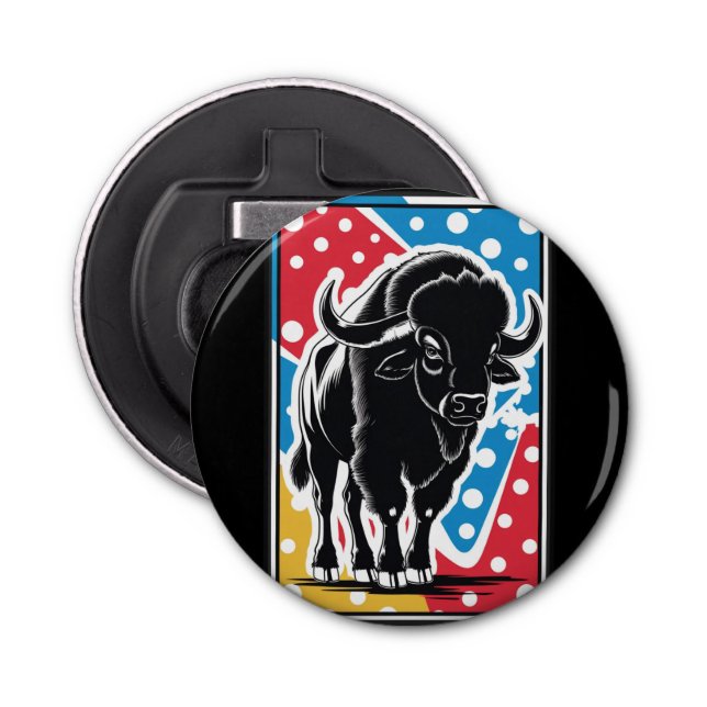 Bison - Buffalo Pop Art Vintage Retro Bottle Opener (Front)
