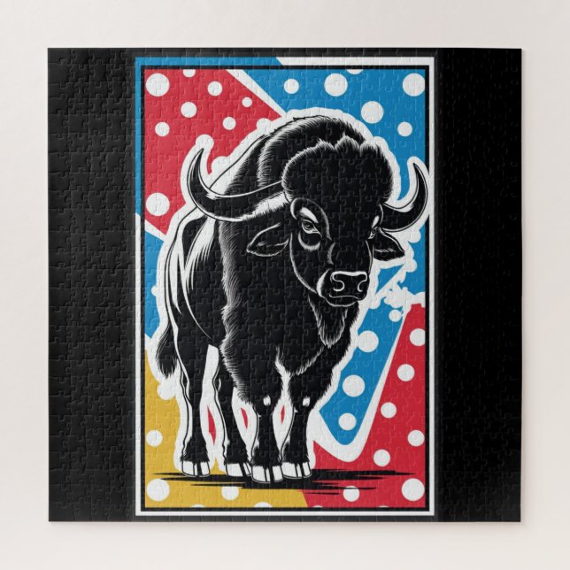 Bison - Buffalo Pop Art Vintage Retro Jigsaw Puzzle (Vertical)