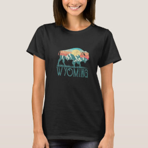 Bison Buffalo Retro Mountains Wy Wyoming T-Shirt