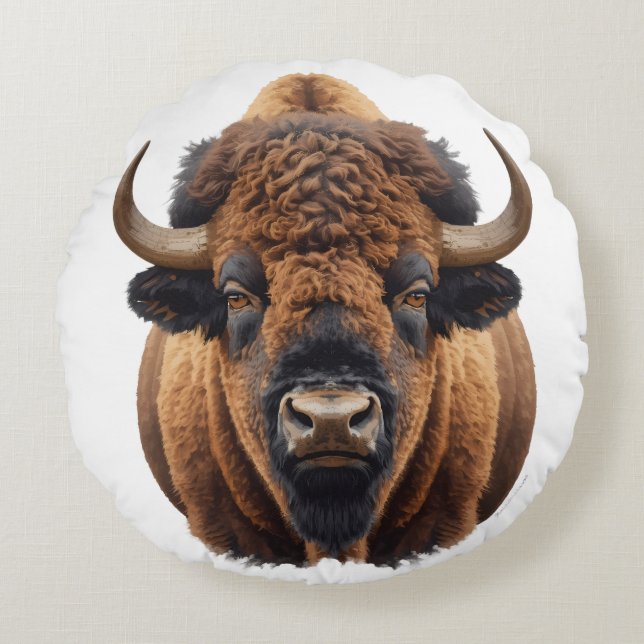 Bison / Buffalo Round Cushion (Front)
