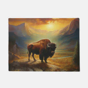 Bison Buffalo Sunset View Painting Doormat