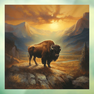 Bison Buffalo Sunset View Window Cling
