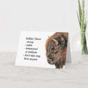 Bison Buffalo Totem, Animal Guide Funny Birthday Card