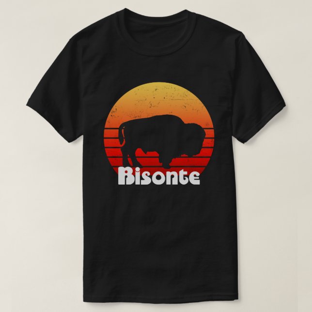 Bison Buffalo Vintage Retro Bull T-Shirt (Design Front)